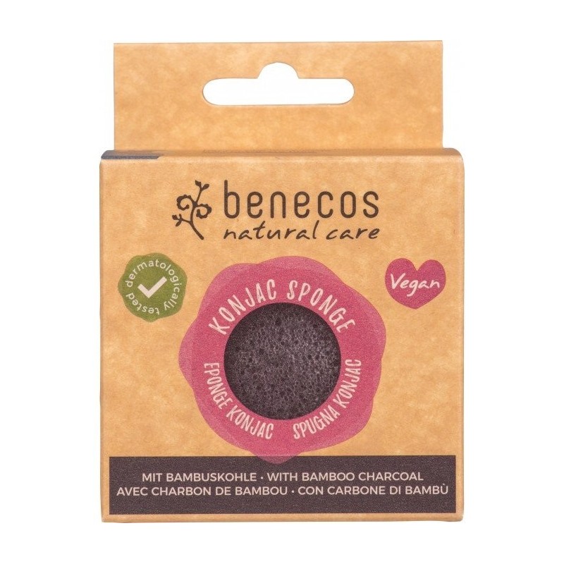 benecos  Konjac Sponge con Carbone di Bambù  Spugne e Accessori Viso