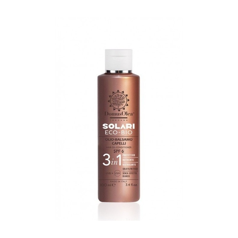domus olea toscana  Olio-Balsamo Solare Spf 6 3 in 1 per Capelli  Protezione solare bio