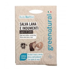 greenatural  Salva Lana e Indumenti - "Legno di Cedro" - 3 Buste  Profumatori per Ambiente