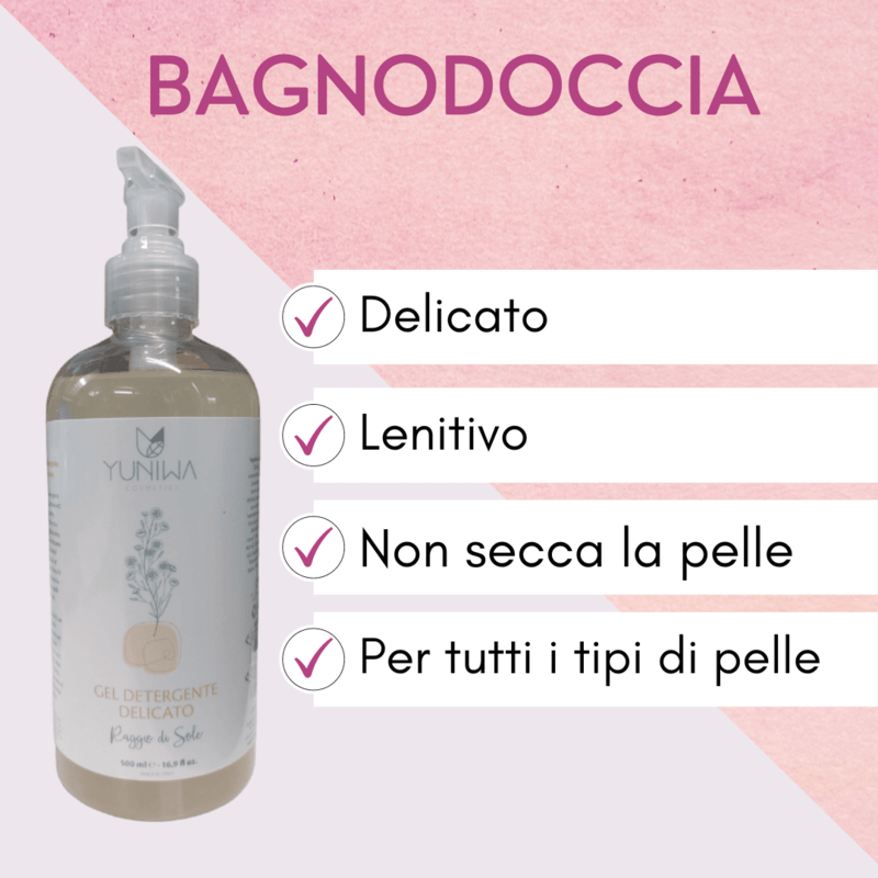 yuniwa cosmetics  Bagnodoccia Delicato - Raggio di Sole - 500 ml  Bagnoschiuma Bio