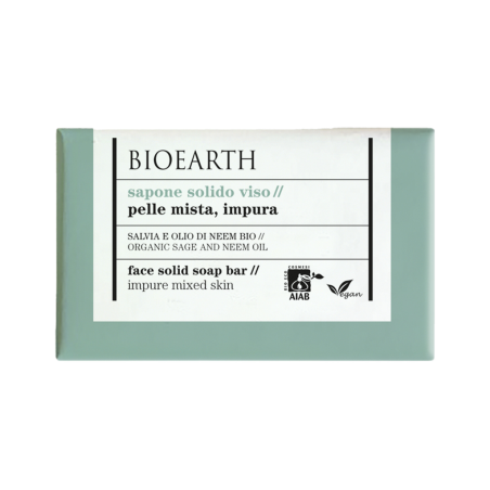 bioearth  Sapone Solido Viso - Salvia e Olio di Neem  Detergenti viso