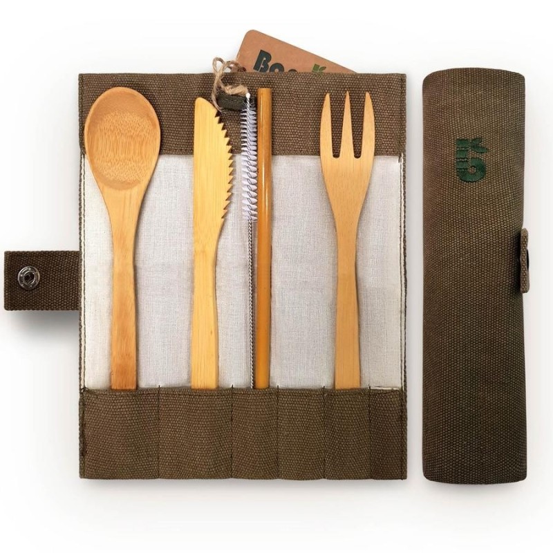 bambaw  Set di Posate in Bamboo con Custodia in Cotone  Idee regalo