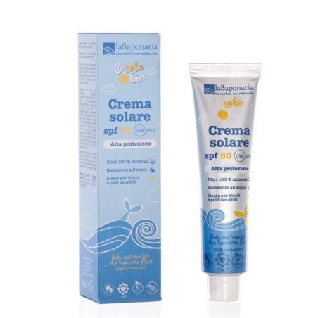 la saponaria  Crema Solare Ecobio SPF 50 Bimbi e Pelli Sensibili  Protezioni solari per bambini