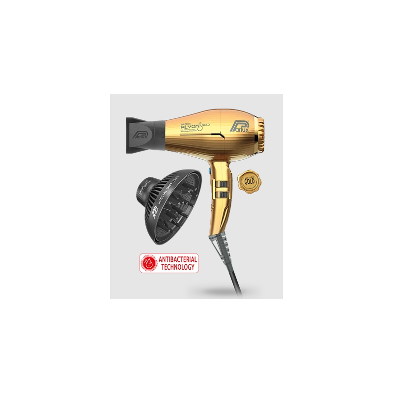 parlux  Phon Professionale PARLUX Alyon + Diffusore MagicSense Oro  Spazzole e Phon