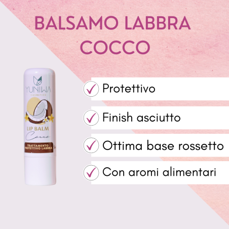 yuniwa cosmetics  Balsamo Labbra Protettivo - Cocco  Lipbalm Naturali Yuniwa Cosmetics