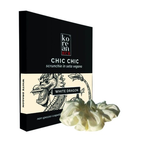 gentleaf  Scrunchie in Seta Vegana - White Dragon  Spazzole e Phon