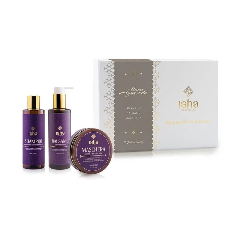 isha  Cofanetto Rituale per Capelli Secchi, Sfibrati e Fini  Routine Capelli