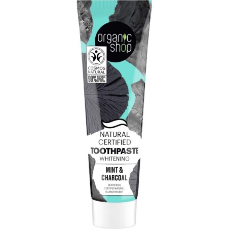organic shop  Dentifricio Sbiancante con Menta e Carbone  Dentifrici