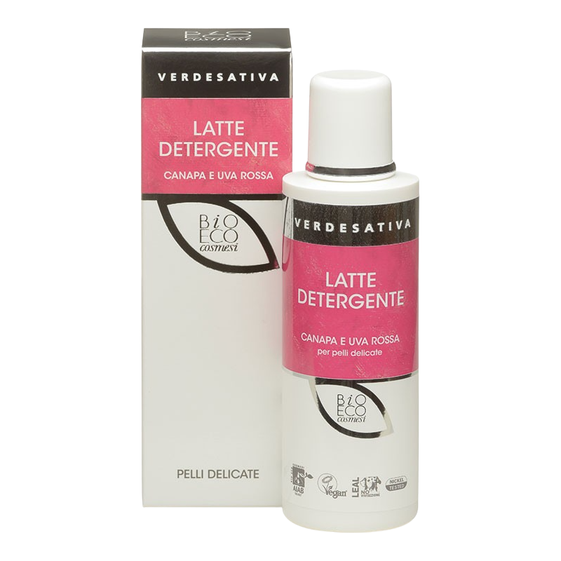 verdesativa  Latte Detergente Canapa ed Uva Rossa  Detergenti viso