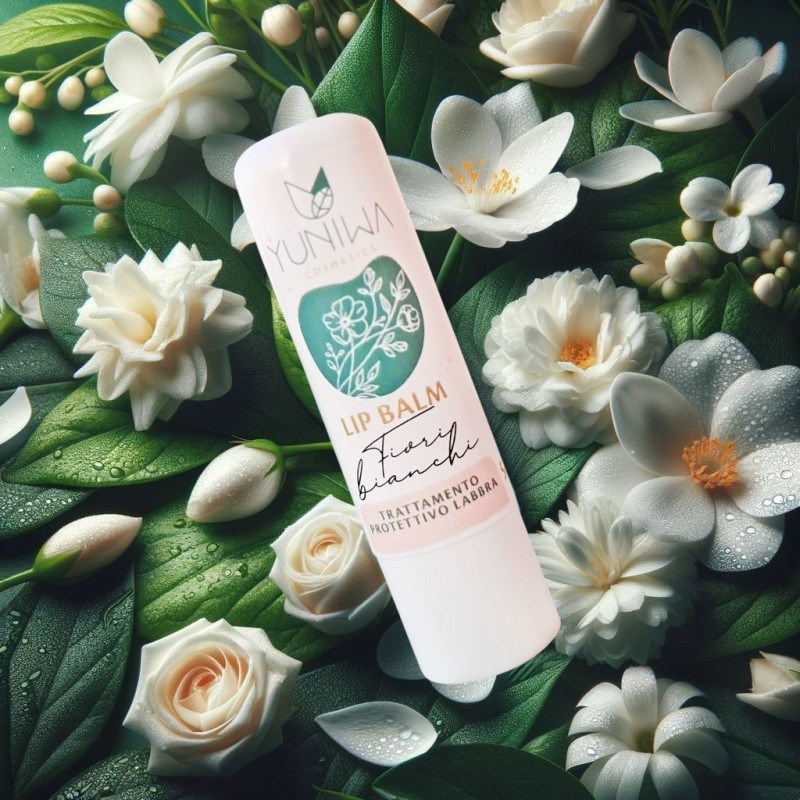 yuniwa cosmetics  Balsamo Labbra Protettivo - Fiori Bianchi  Lipbalm Naturali Yuniwa Cosmetics