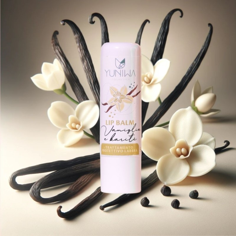 yuniwa cosmetics  Balsamo Labbra Protettivo - Vaniglia e Karité  Lipbalm Naturali Yuniwa Cosmetics
