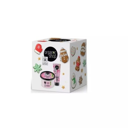 organic shop  Christmas Box Bianco - Crema Mani alla Ciliegia e Crema Corpo al Loto  Idee regalo