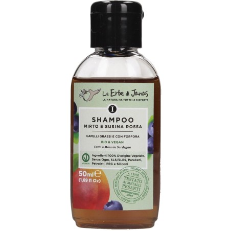 le erbe di janas  Mini Shampoo Antiforfora per Capelli Grassi con Mirto e Susina  Shampoo antiforfora