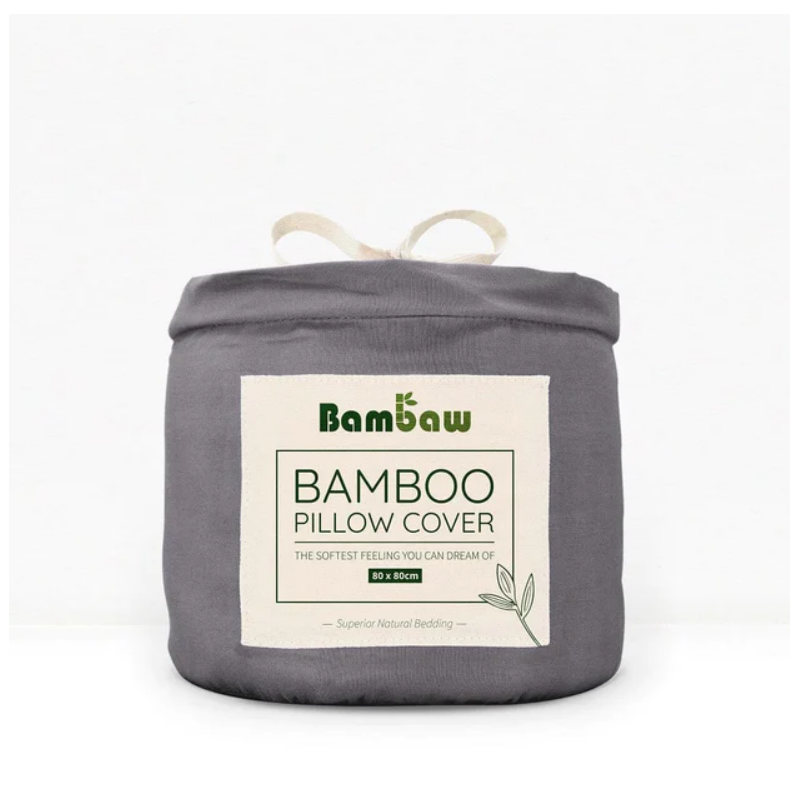 bambaw  Coppia di Federe in Seta Vegana - Grigio Scuro  Accessori