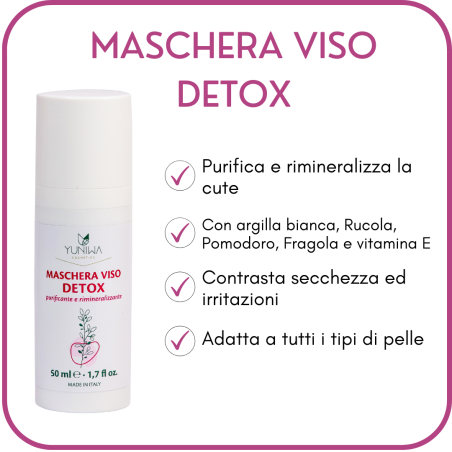 yuniwa cosmetics  Maschera Viso Detox con Argilla Bianca  Maschere Viso