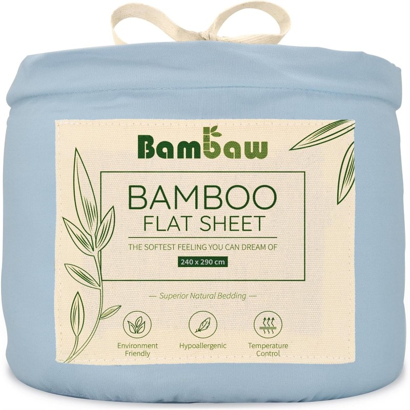 bambaw  Lenzuolo di Sopra in Seta di Bambù - Celeste  Accessori
