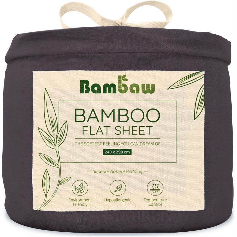 bambaw  Lenzuolo di Sopra in Seta di Bambù - Antracite  Accessori