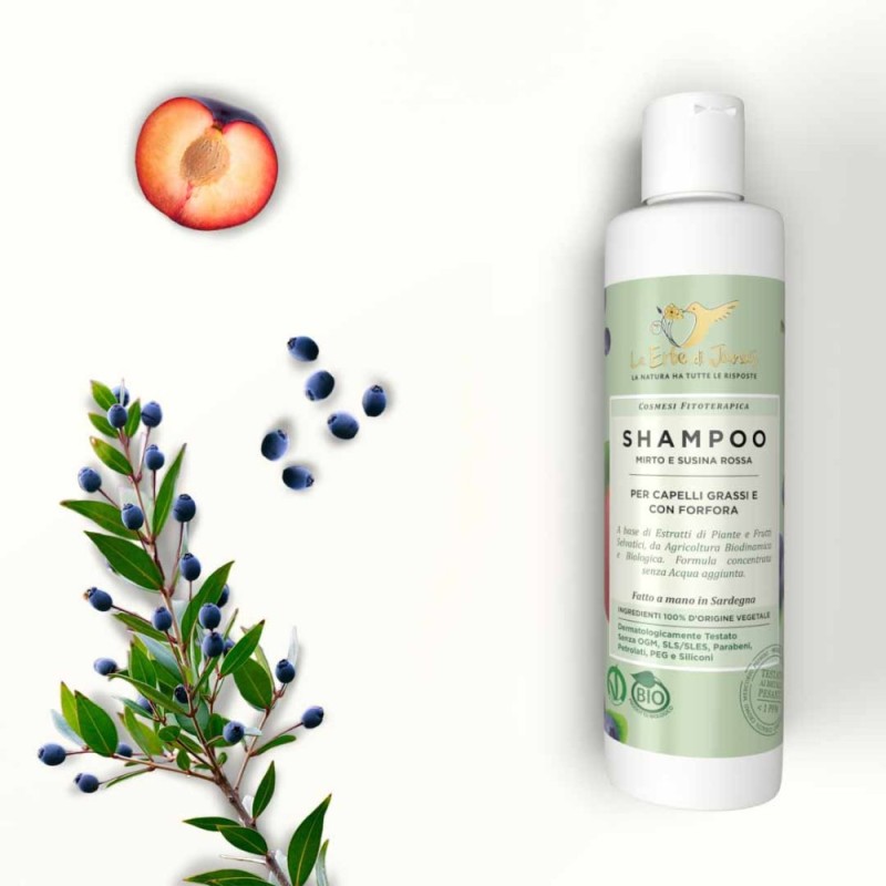 le erbe di janas  Shampoo Antiforfora per Capelli Grassi con Mirto e Susina  Shampoo antiforfora