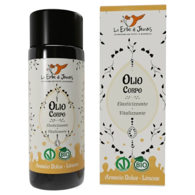 le erbe di janas  Olio Corpo Elasticizzante e Vitalizzante all'Arancio Dolce e Limone  Oli e Burri