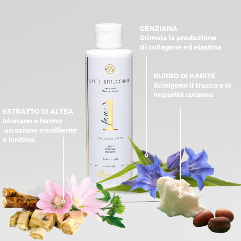 bisou bio  Latte Struccante con Genziana ed Altea  Struccanti