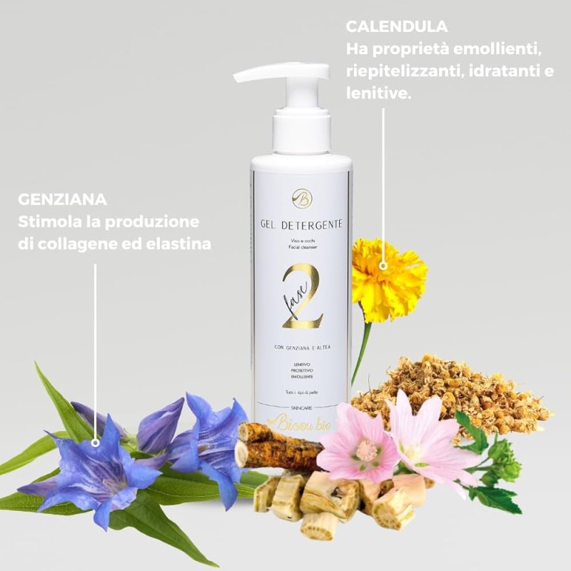 bisou bio  Gel Detergente con Genziana ed Altea  Detergenti viso