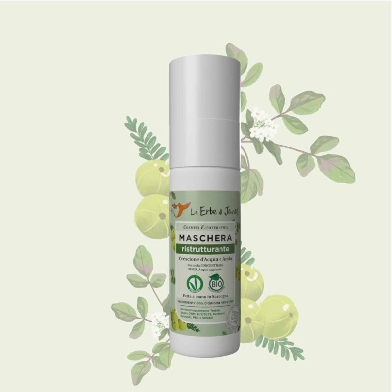 le erbe di janas  Maschera per Capelli Ristrutturante con Crescione ed Amla - MINI  Maschere