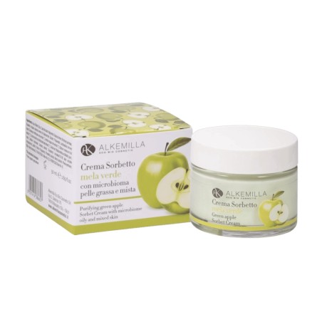 Alkemilla  Crema sorbetto alla mela verde – Idratante e purificante per pelli impure  Creme viso