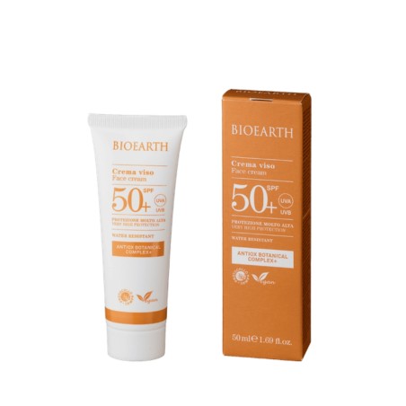 bioearth  Crema viso solare SPF 50+ – Con Antiox Botanical Complex  Protezione Solare Viso