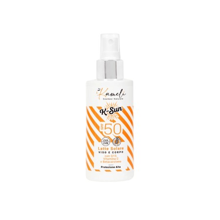 kamelì  Latte solare viso e corpo SPF 50 – Protezione alta con Q10, vitamina C e betacarotene  Protezione solare bio