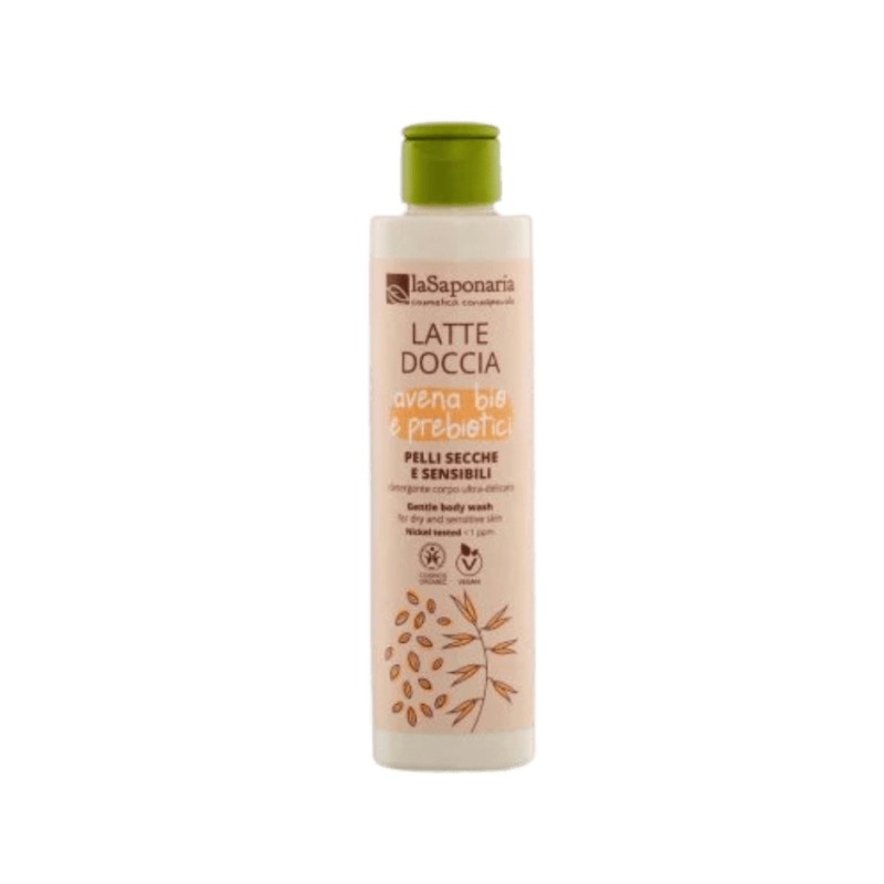 la saponaria  Latte doccia per pelli secche e sensibili - Avena Bio e Prebiotici  Bagnoschiuma Bio