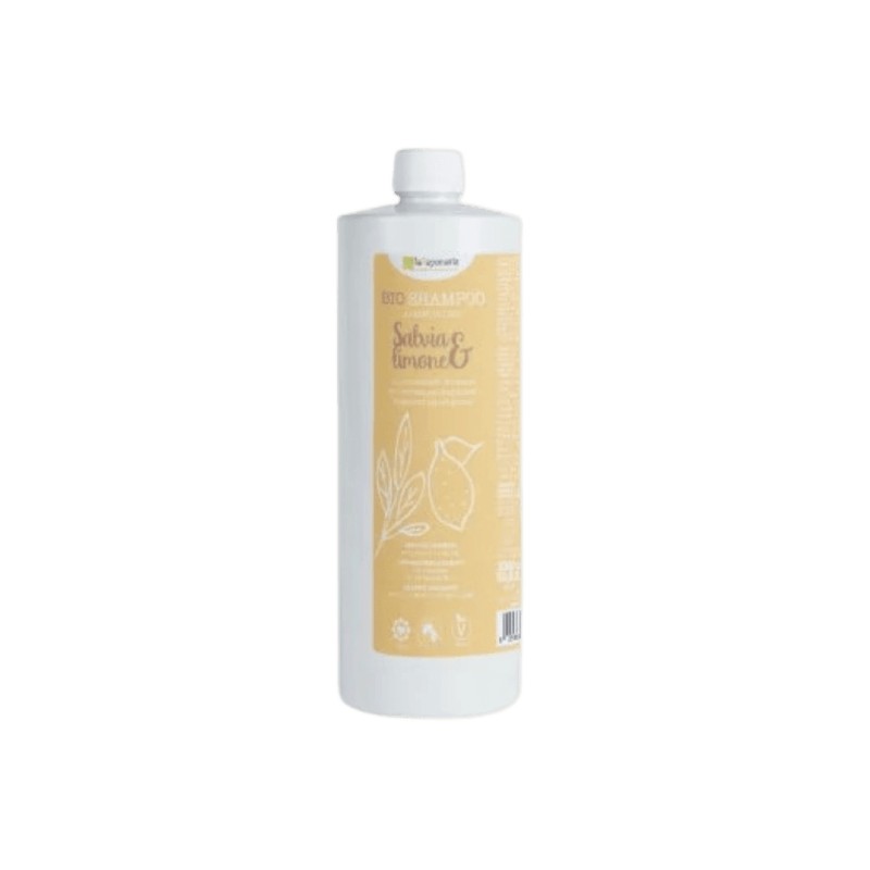 la saponaria  Shampoo Bio Riequilibrante Salvia e Limone - 1LT  Shampoo bio capelli grassi