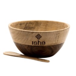 isha  Ciotola in Legno Multi-essenza con Cucchiaio  Henné e tinte vegetali