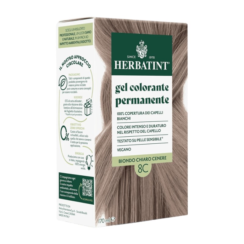 herbatint  Gel Colorante Permanente 8C Biondo Chiaro Cenere  Tinte per capelli