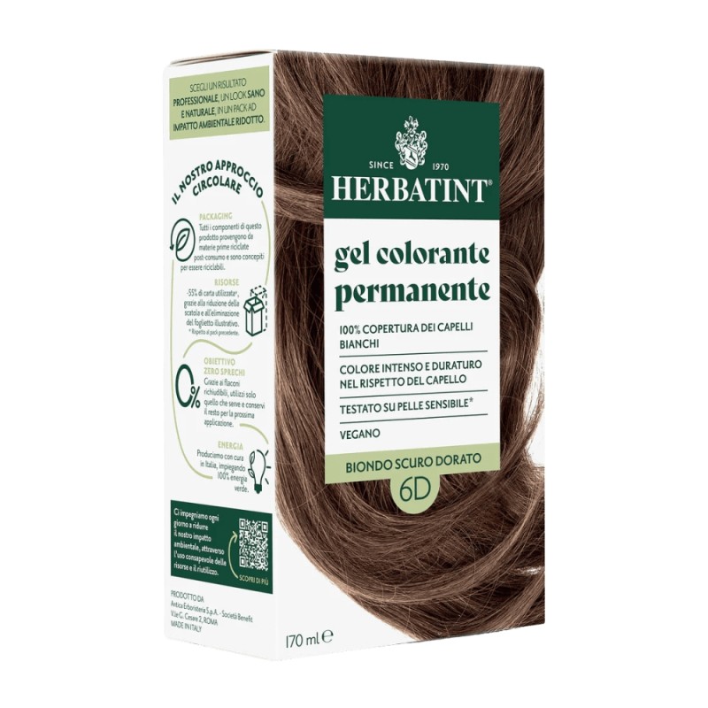 herbatint  Gel Colorante Permanente 6D Biondo Scuro Dorato  Tinte per capelli