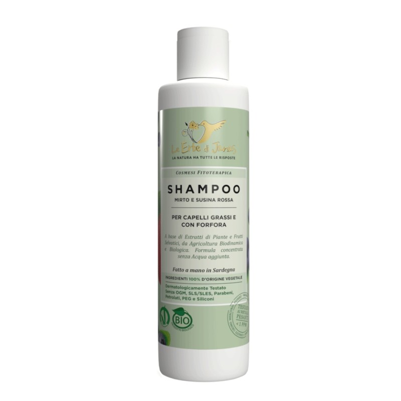 le erbe di janas  Mini Shampoo Antiforfora per Capelli Grassi con Mirto e Susina  Shampoo antiforfora